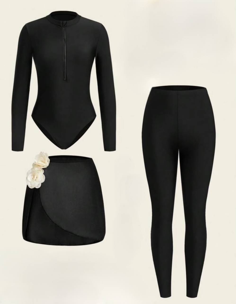 Burkini noir 4 pièces